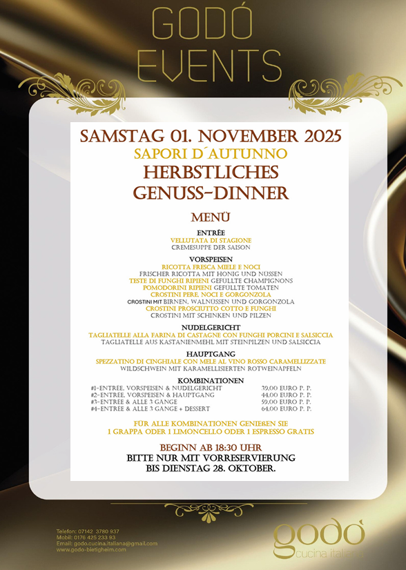 Menü und Informationen zum Herbstdinner